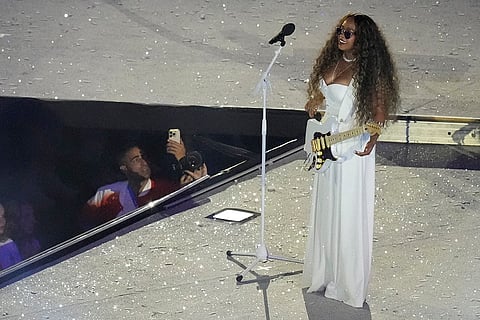 H.E.R. performs during the 2024 Summer Olympics closing ceremony